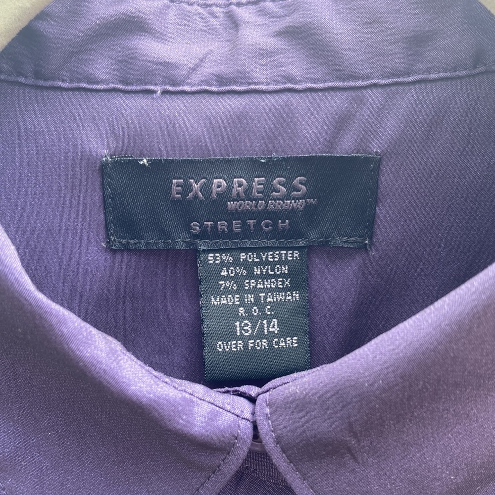Express stretch - 13/14 purple button up short sleeve shirt - Picture 3 of 10